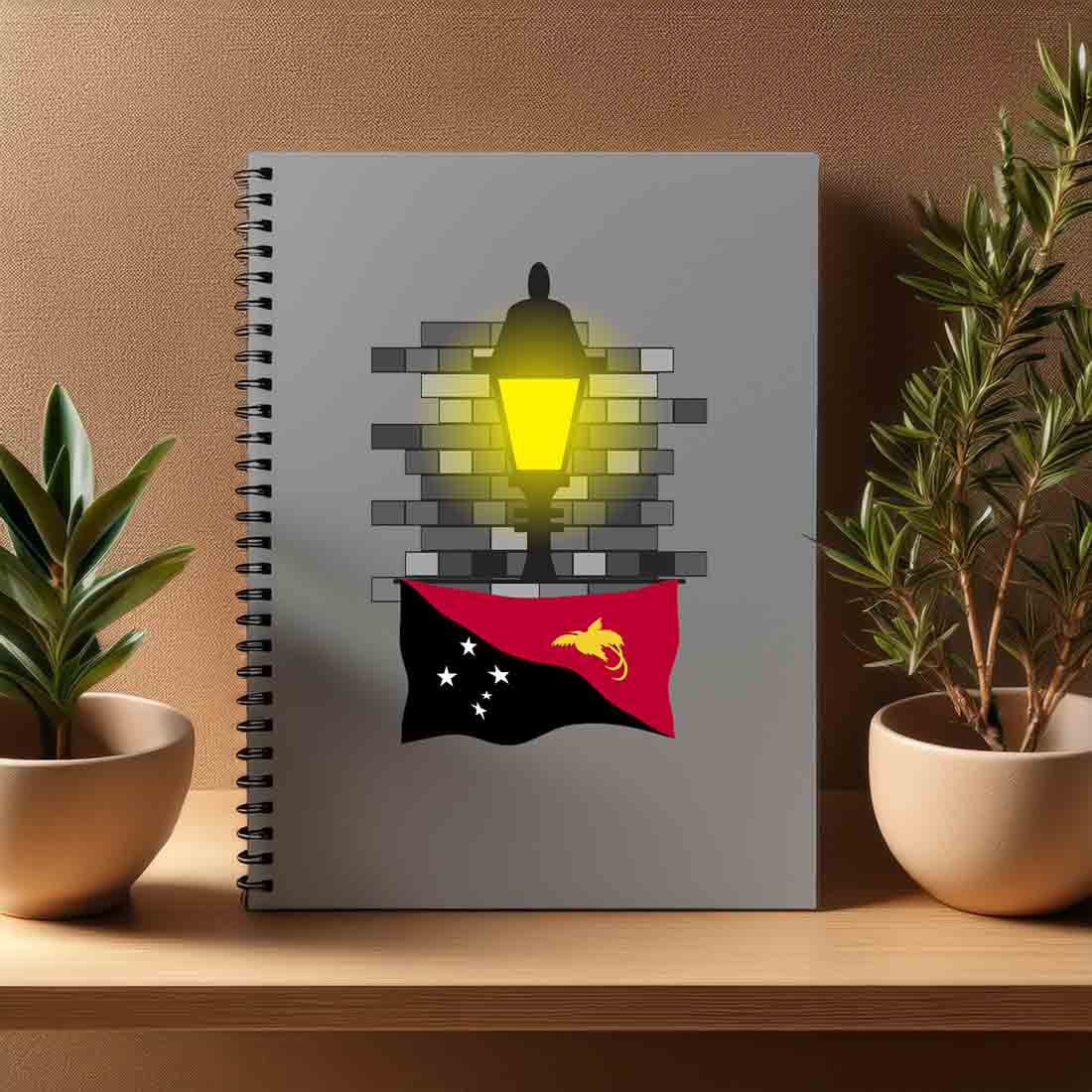 Papua New Guinea  Street Lamp Bricks Notebook