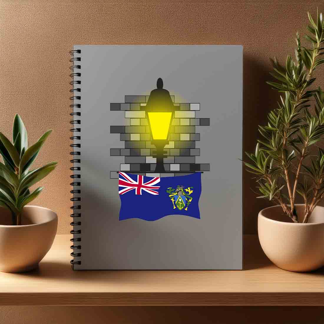Pitcairn Islands  Street Lamp Bricks Notebook