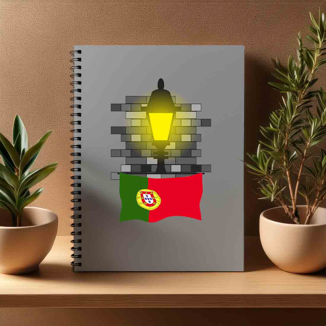 Portugal  Street Lamp Bricks Notebook
