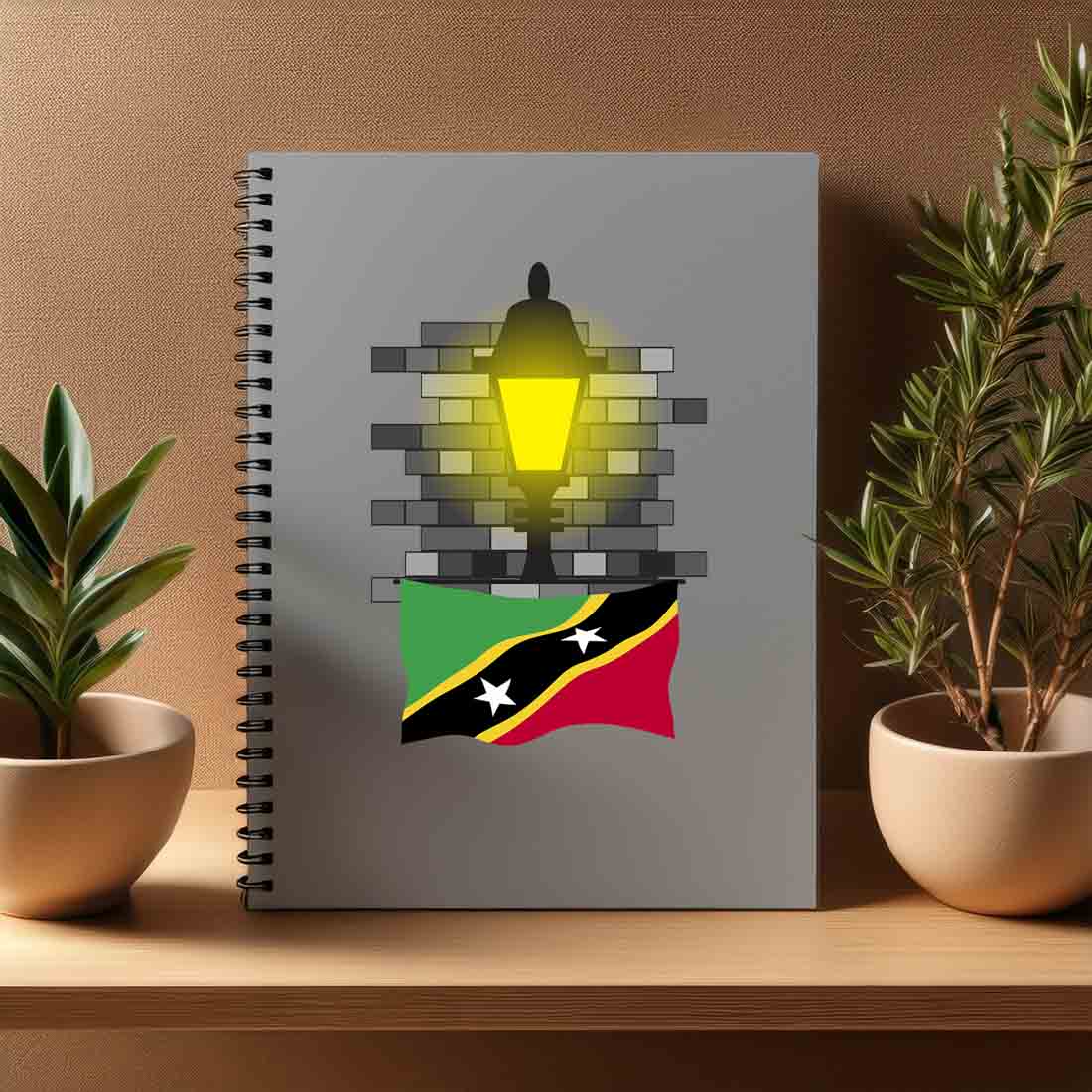 Saint Kitts and Nevis  Street Lamp Bricks Notebook