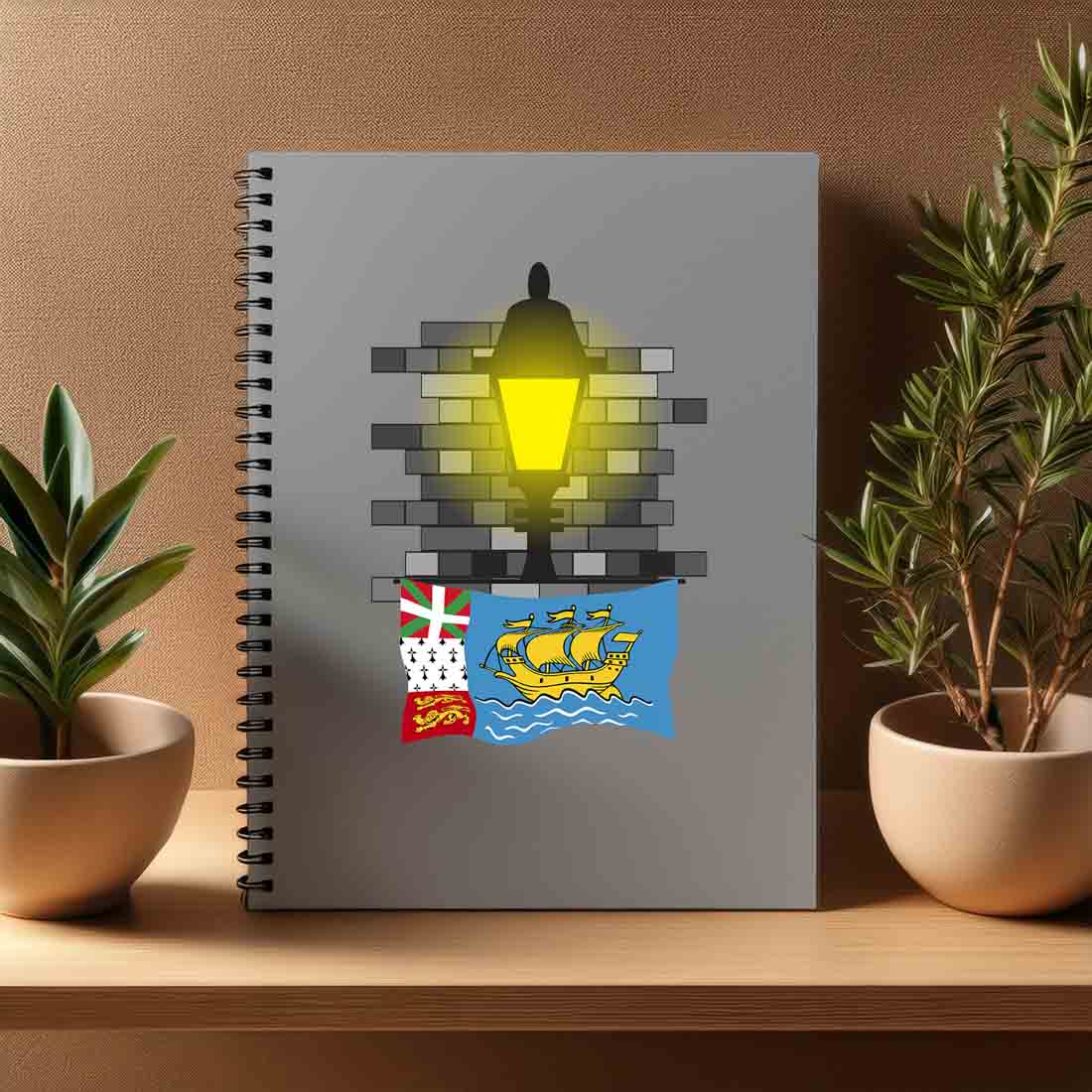 Saint Pierre and Miquelon  Street Lamp Bricks Notebook
