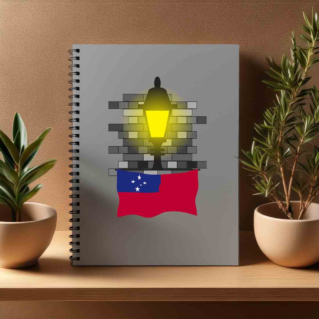 Samoa  Street Lamp Bricks Notebook