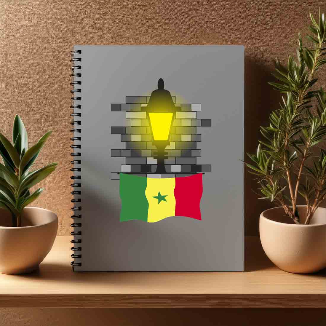Senegal  Street Lamp Bricks Notebook