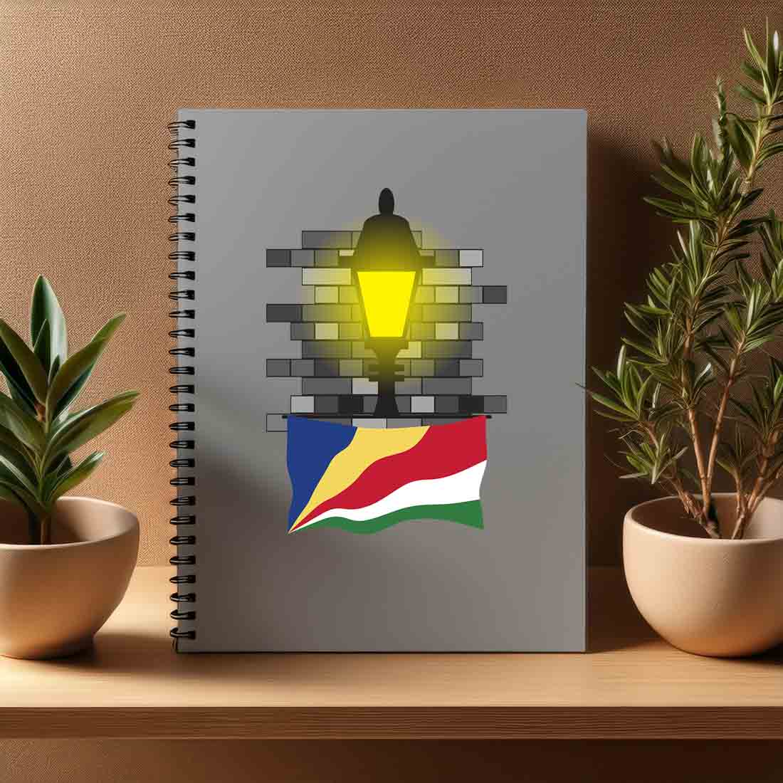 Seychelles  Street Lamp Bricks Notebook