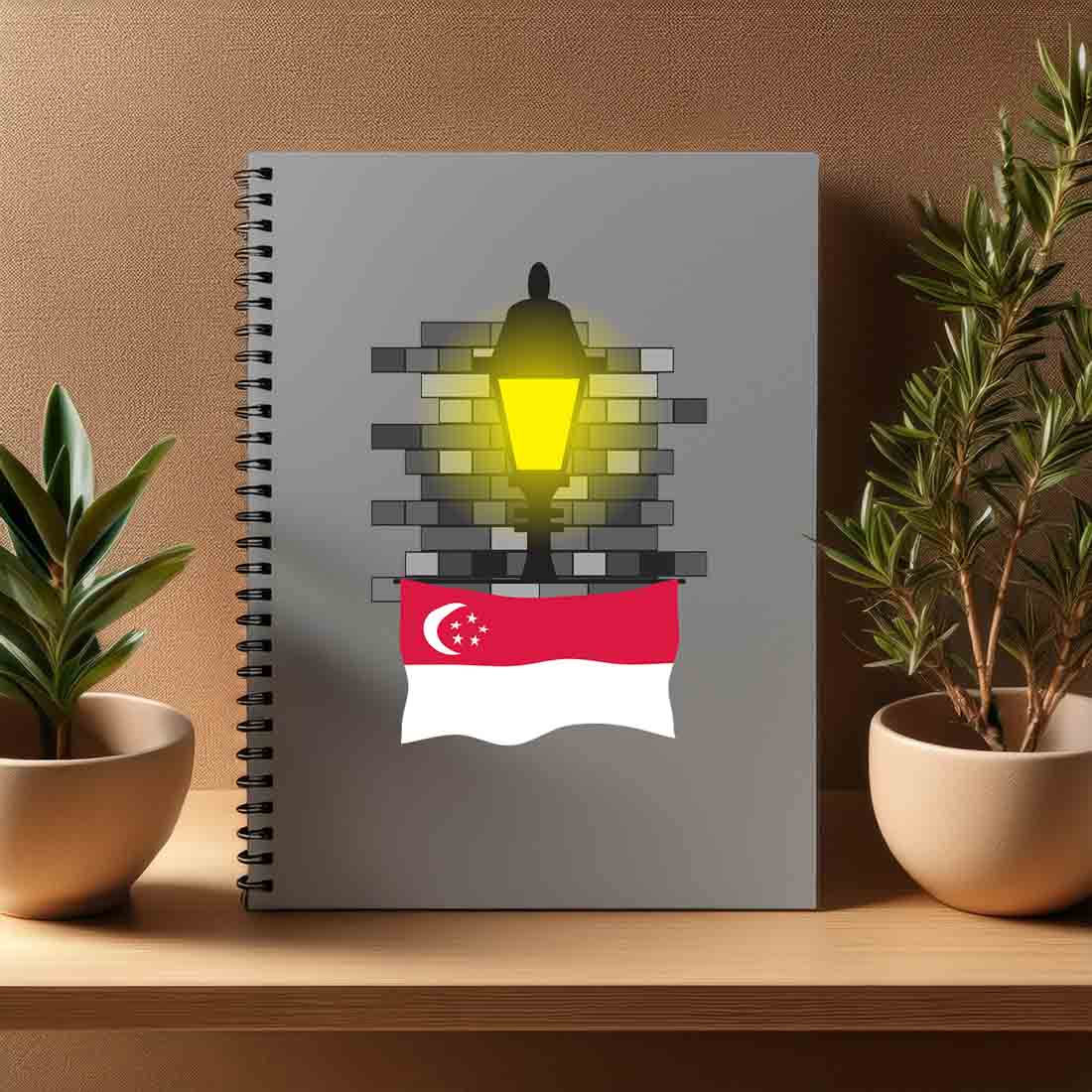Singapore  Street Lamp Bricks Notebook