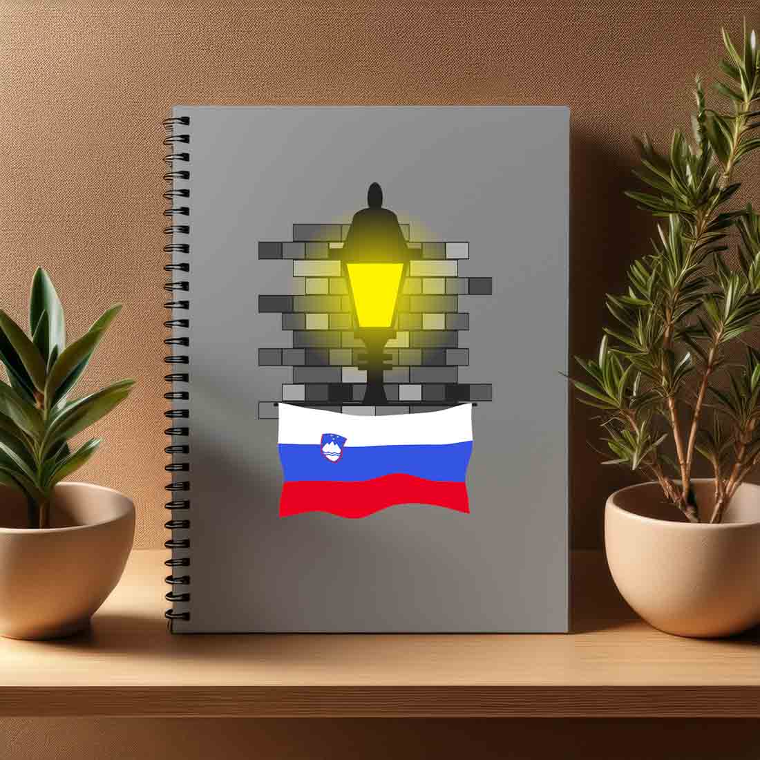 Slovenia  Street Lamp Bricks Notebook