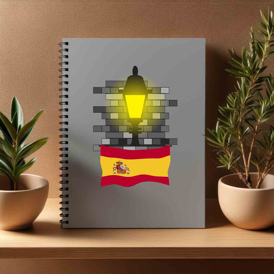 Spain  Street Lamp Bricks Notebook
