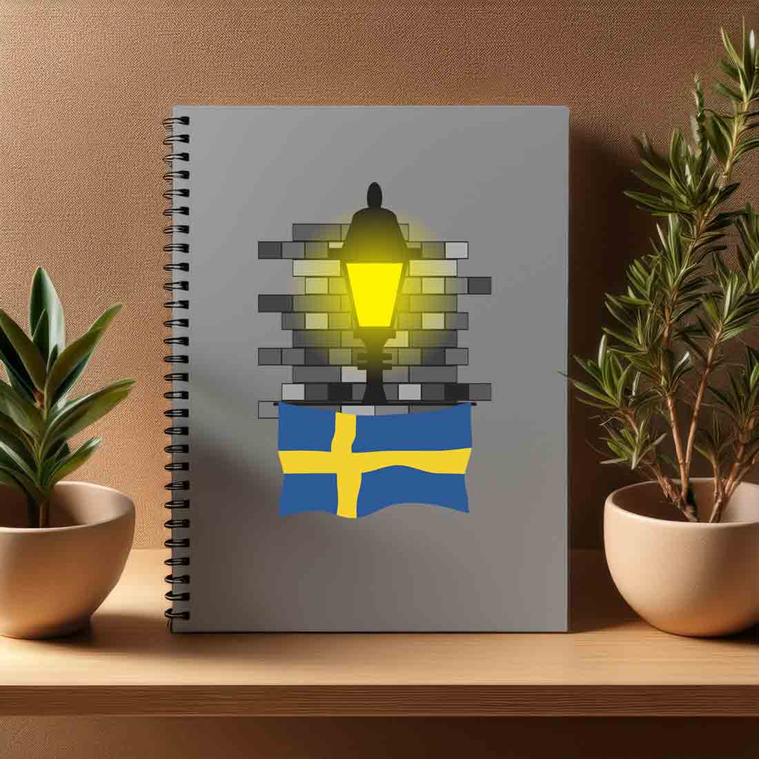 Sweden  Street Lamp Bricks Notebook