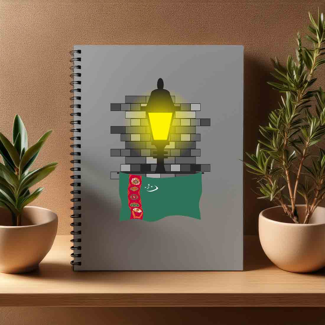 Turkmenistan  Street Lamp Bricks Notebook