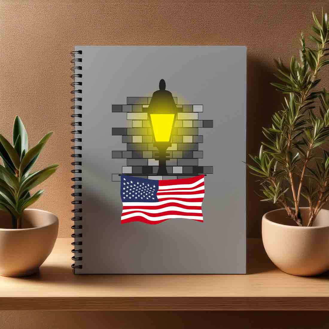 USA  Street Lamp Bricks Notebook