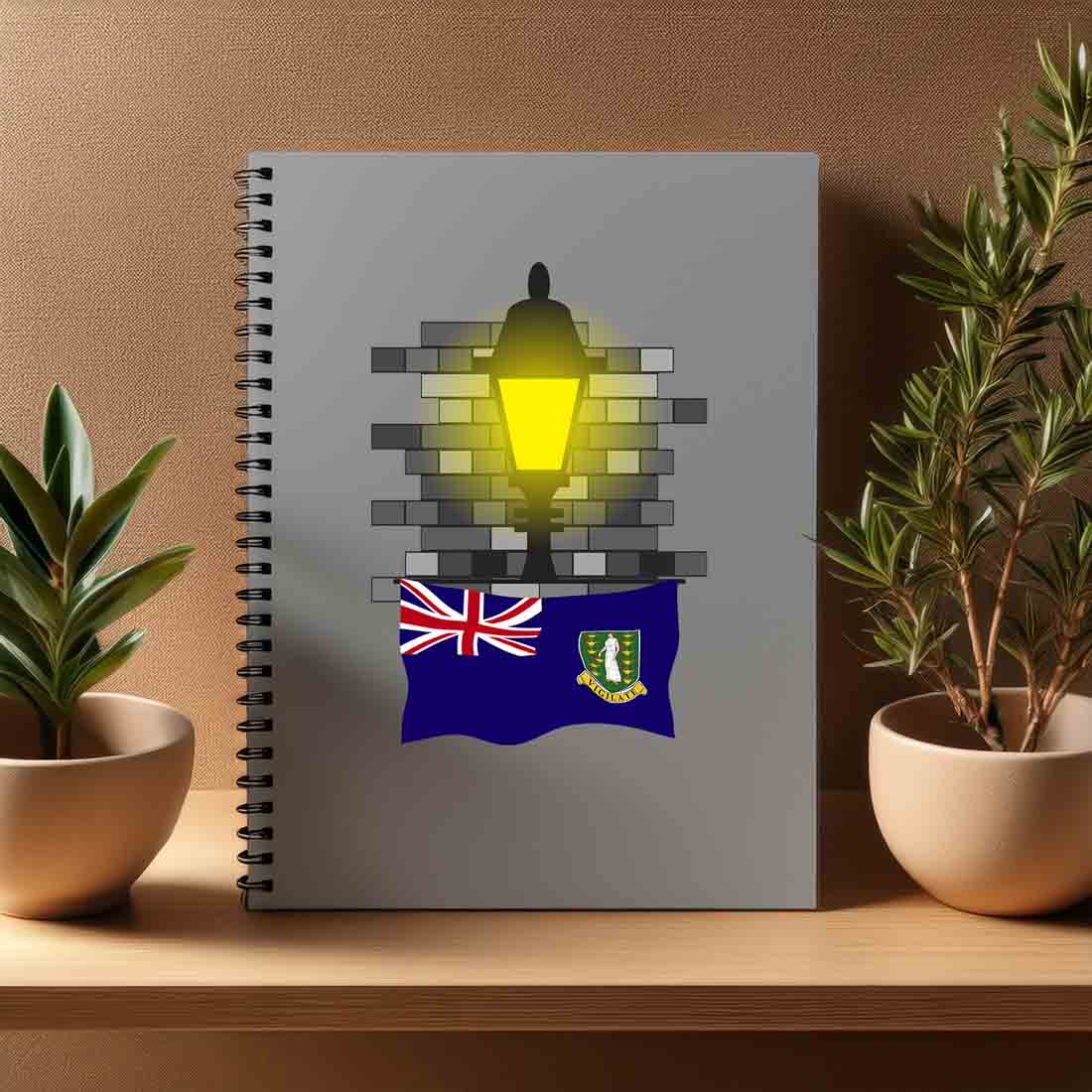 Virgin Islands UK  Street Lamp Bricks Notebook